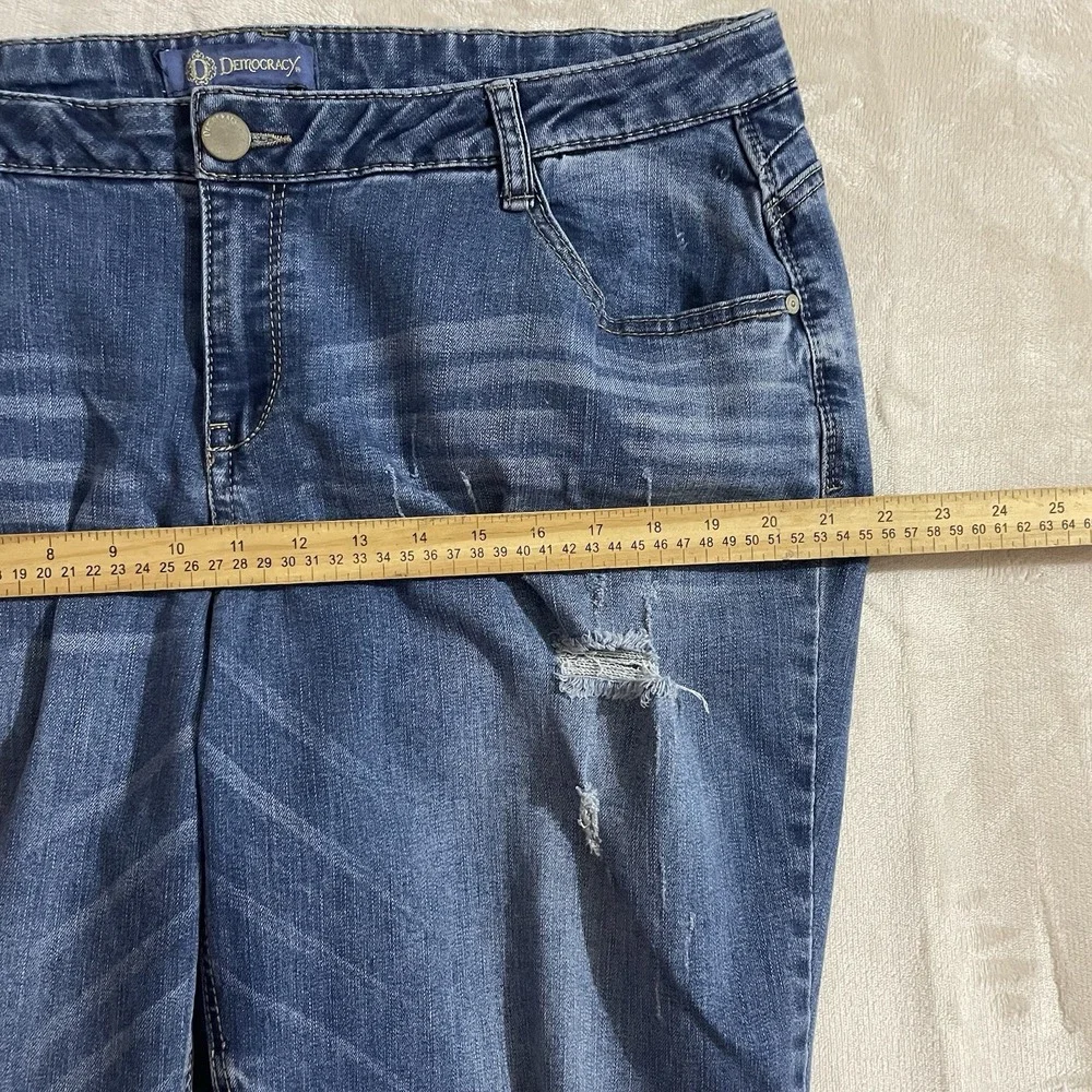 Democracy Jeans Womens Plus 18W Straight Leg‎ Blue Denim Distressed Medium Wash